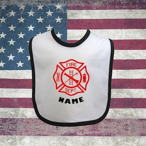 Firefighter Personalized Baby Bib with Maltese Cross