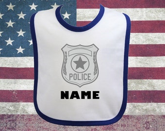 Police Officer Personalized Baby Bib Police Badge with Name