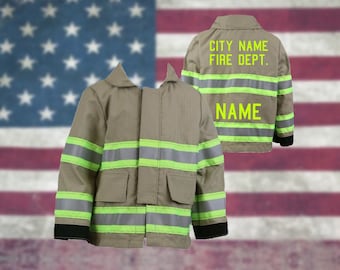 Firefighter Personalized TAN Toddler Firefighter Jacket with Name and Fire Department