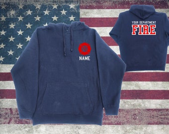 Firefighter Personalized Navy Adult Unisex Maltese Cross Hoodie