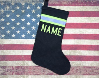 Firefighter Christmas Stocking Black