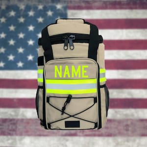 Firefighter Personalized Tan 22L Backpack Cooler