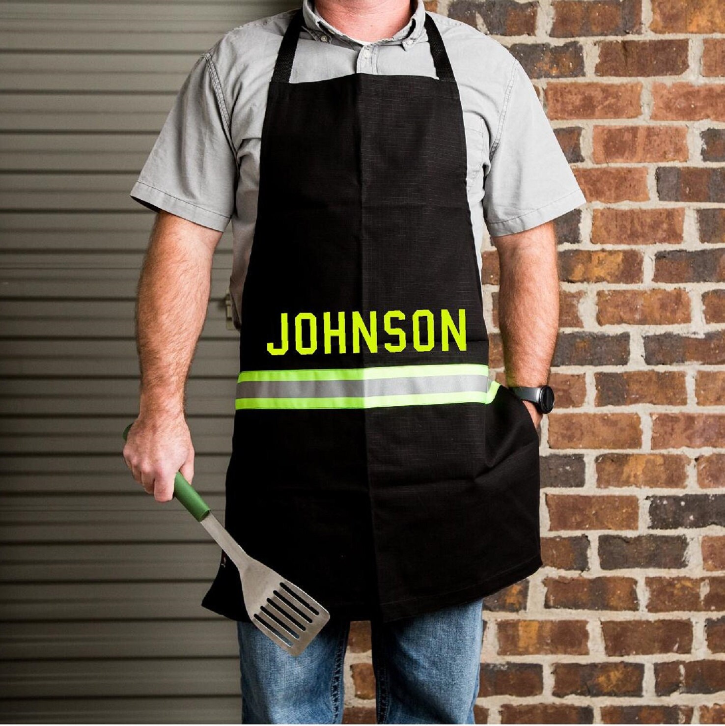 Firefighter Personalized BLACK Apron Etsy