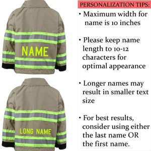 Personalized Firefighter Toddler 3PC TAN Outfit Costume with BIRTHDAY Maltese Cross image 10