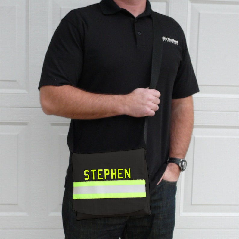Firefighter Personalized Reversible BLACK Messenger Bag Etsy