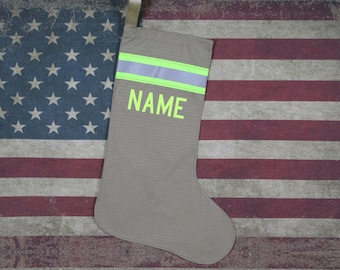 Firefighter Personalized ALL TAN Fire Station Holiday Christmas Gift Stocking