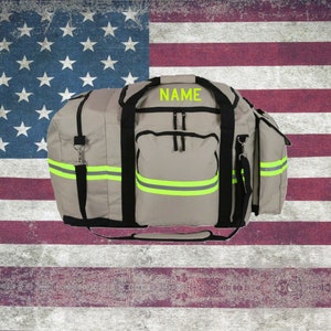 Firefighter Personalized Tan 3XL Duffle Bag for Turnout Gear Includes Detachable SCBA Mask Bag