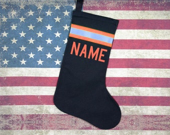 Firefighter Christmas Stocking Black with Orange
