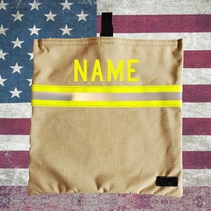 Personalized Firefighter SCBA Mask Bag made with Authentic Tan Turnout Gear