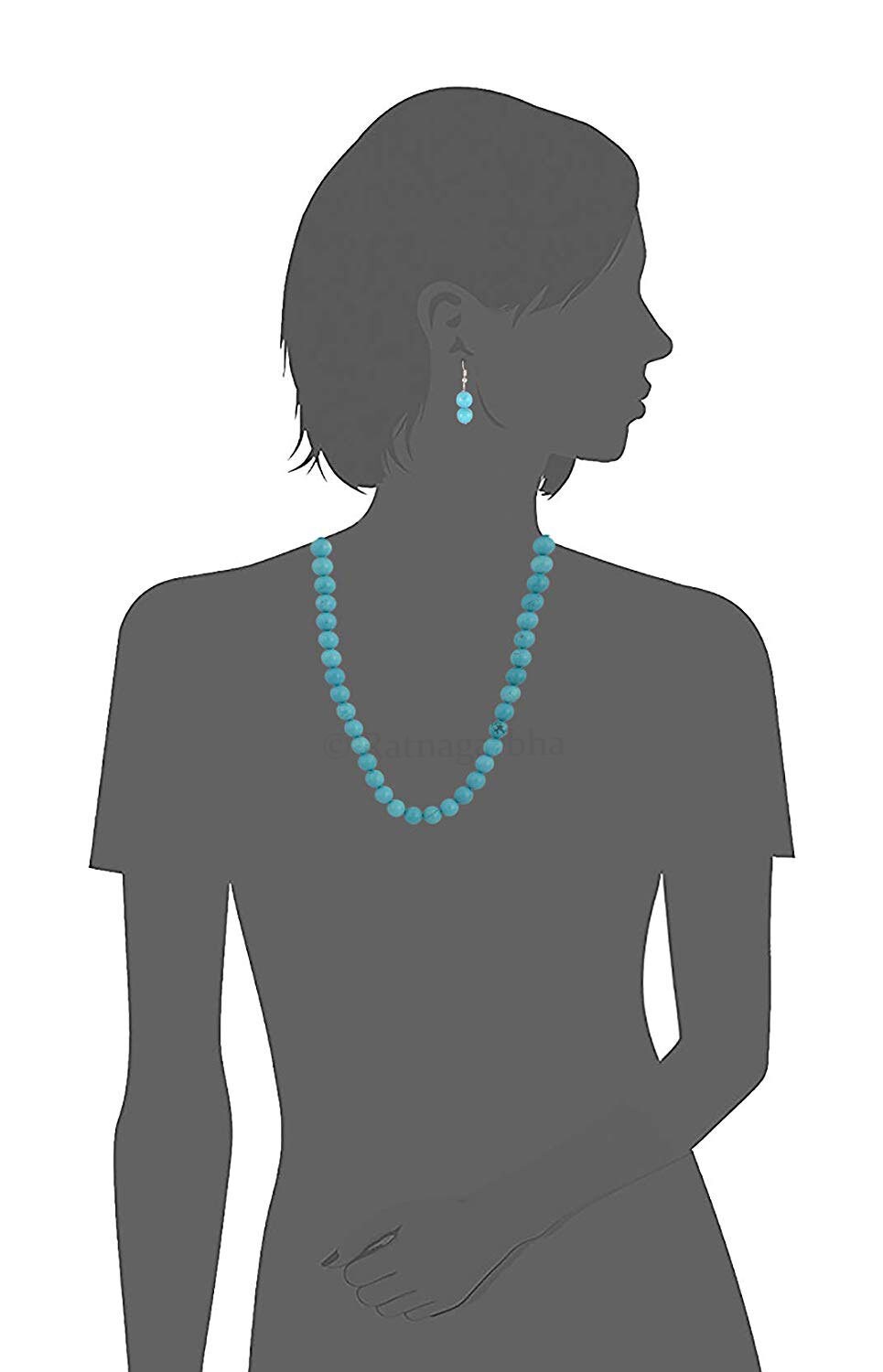 Turquoise Smooth Round Ball Beads Necklace Set With Bracelet & Etsy UK