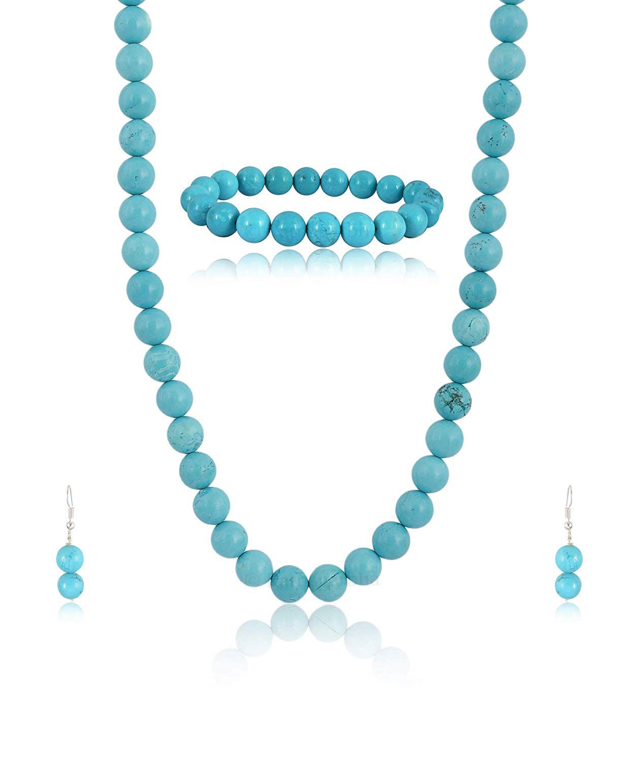 Turquoise Smooth Round Ball Beads Necklace Set With Bracelet & Etsy UK