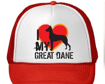 I Love My Great Dane Dog Trucker Hat