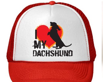 I Love My Dachshund Dog Trucker Hat