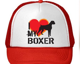 I Love My Boxer Dog Trucker Hat
