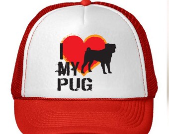 I Love My Pug Dog Trucker Hat