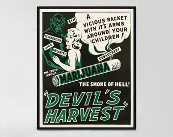 Devil's Harvest, Vintage Marijuana Movie Poster 1942, Retro, The Smoke Of Hell