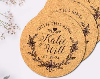 Wedding Favors for Guest in Bulk - Personalized Wedding Cork Coasters - Cork Beverage Coasters Favors - Wedding Reception Cork Favors