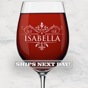Personalized Wine Glass with Stem - Wine Glass Engraved with Name - Wine Glass with Stem Etched - Mom Wine Glass - Girlfriend Wine Glass