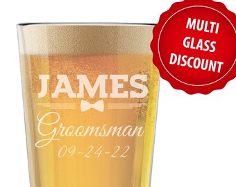 Groomsmen Pint Glass, Groomsman Gift, Groomsman Pint Glass, Groomsmen Beer Glass, Custom Beer Glass, Groomsmen Pint Beer Glass