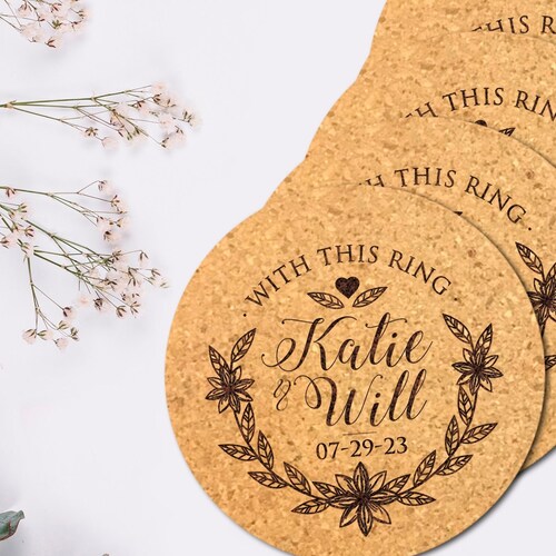 Personalized Cork Coasters Wedding Favors Etsy