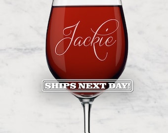 Custom Wine Glass - Engraved Wine Glass with Name - Personalized Wine Glass with Stem - Etched Wine Glass - Wine Glass Gift Customized