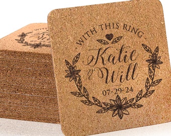 Personalized Cork Coasters Wedding Favors
