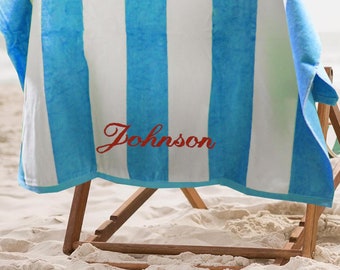 Striped Beach Towel, Monogram Beach Towel, Pool Towel, Embroidered Beach Towel, Personalized Beach Towel, Vacation Gifts, Beach Towel