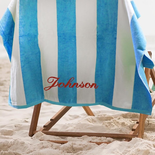 Striped Beach Towel, Monogram Beach Towel, Pool Towel, Embroidered Beach Towel, Personalized Beach Towel, Vacation Gifts, Beach Towel