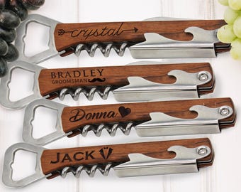 Personalized Corkscrew and Multi-Tool - Groomsmen Gifts - Gifts for Wedding Party - Wine Opener - Bridesmaid Gifts - Best Man Gift -