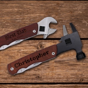 Engraved Multitool Set - Wrench Multitool Wood Handle - Personalized Multitool - Wooden Multi Purpose Tool - Custom Birthday Gift