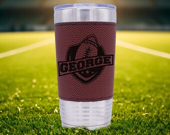 Football Cup - Custom Personalized Football Glass - Football Tumbler with Slider Lid - Tumbler with Football Texture Grip
