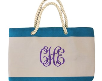 Embroidered Beach Tote Bag - Personalized Beach Bags for Women - Beach Bag with Initial - Beach Bag Embroidered - Personalized Beach Bag