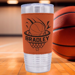Personalized Basketball Tumbler - Custom Basketball Gifts for Coaches, Players, Men, Dad - Basketball Gifts Mom, Women - With Ball Texture