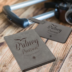 Personalized Passport Holder and Luggage Tag Set - Passport Cover and Luggage Tag Set for Kids - Passport Holder and Luggage Tag For Men
