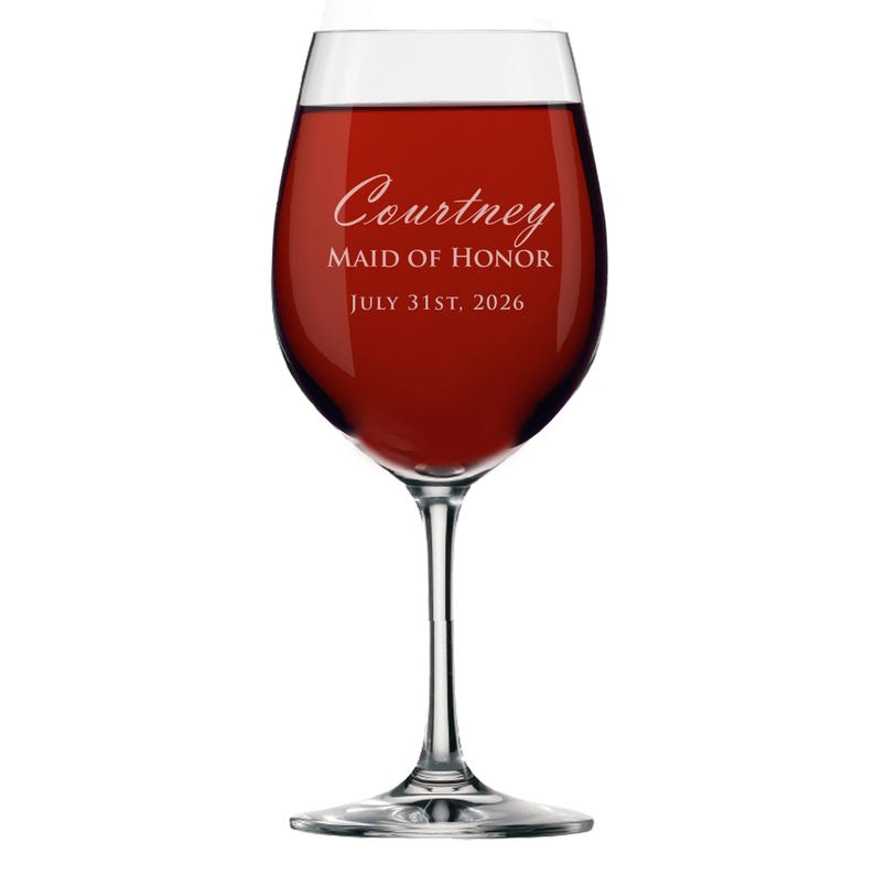 Personalized Wine Glasses - Etched Wine Glasses - Custom Wine Glasses - Bridesmaid Gift - Bridesmaid Wine Glasses - Maid of Honor Gift 画像 6
