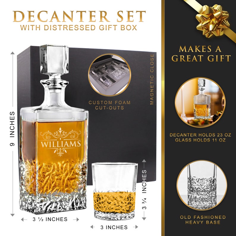 Personalized Decanter Set Bourbon Decanter Whiskey Etsy