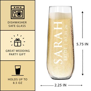 Bridesmaid Champagne Glasses - Stemless Champagne Flutes Personalized Stemless Champagne Glasses - Bride Champagne Glasses bild 3