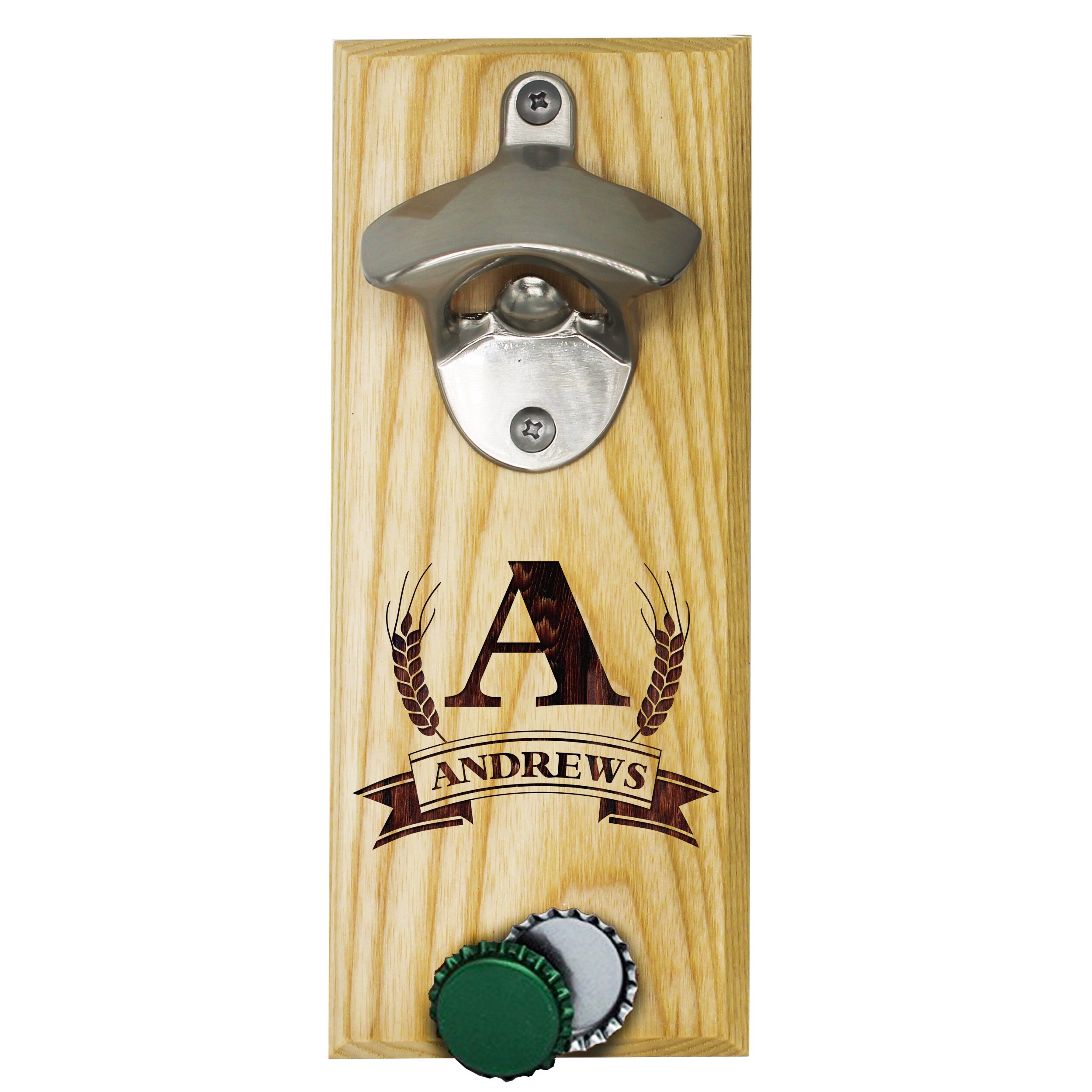 HST77803 Magnetic Bamboo Wall Mounted Bottle Opener With Custom