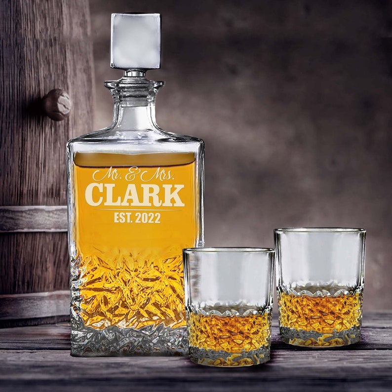 Personalized Decanter Set Bourbon Decanter Whiskey Etsy