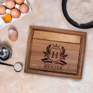 Caja de recetas de madera personalizada - Caja de recetas grabada - Caja de recetas personalizada para bodas - Tarjetero con monograma de 4x6 - Regalos de cocina para mamá imagen 2