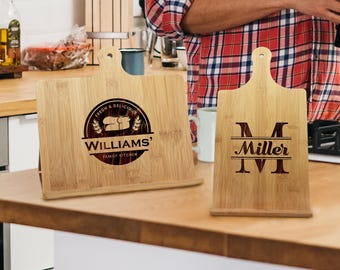 Personalized Cookbook Stand - Wooden Cook Book Holder - Gifts for Grandma Kitchen - Housewarming Gift for Couple - Custom Kitchen Items