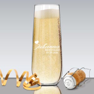 Stemless Champagne Flutes Etched - Custom Stemless Champagne Glasses - Personalized Stemless Flute - Bridal Party Champagne Glasses image 8