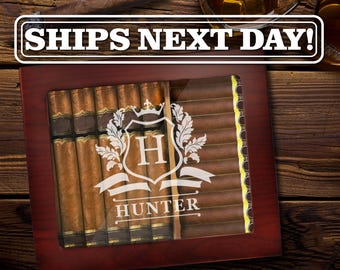 Personalized Cigar Humidor - Humidor Cigar Box - Cigar Box Wooden - Cigar Gift Set - Wood Cigar Holder - Cigar Humidor Kit - Cigar Gift Box
