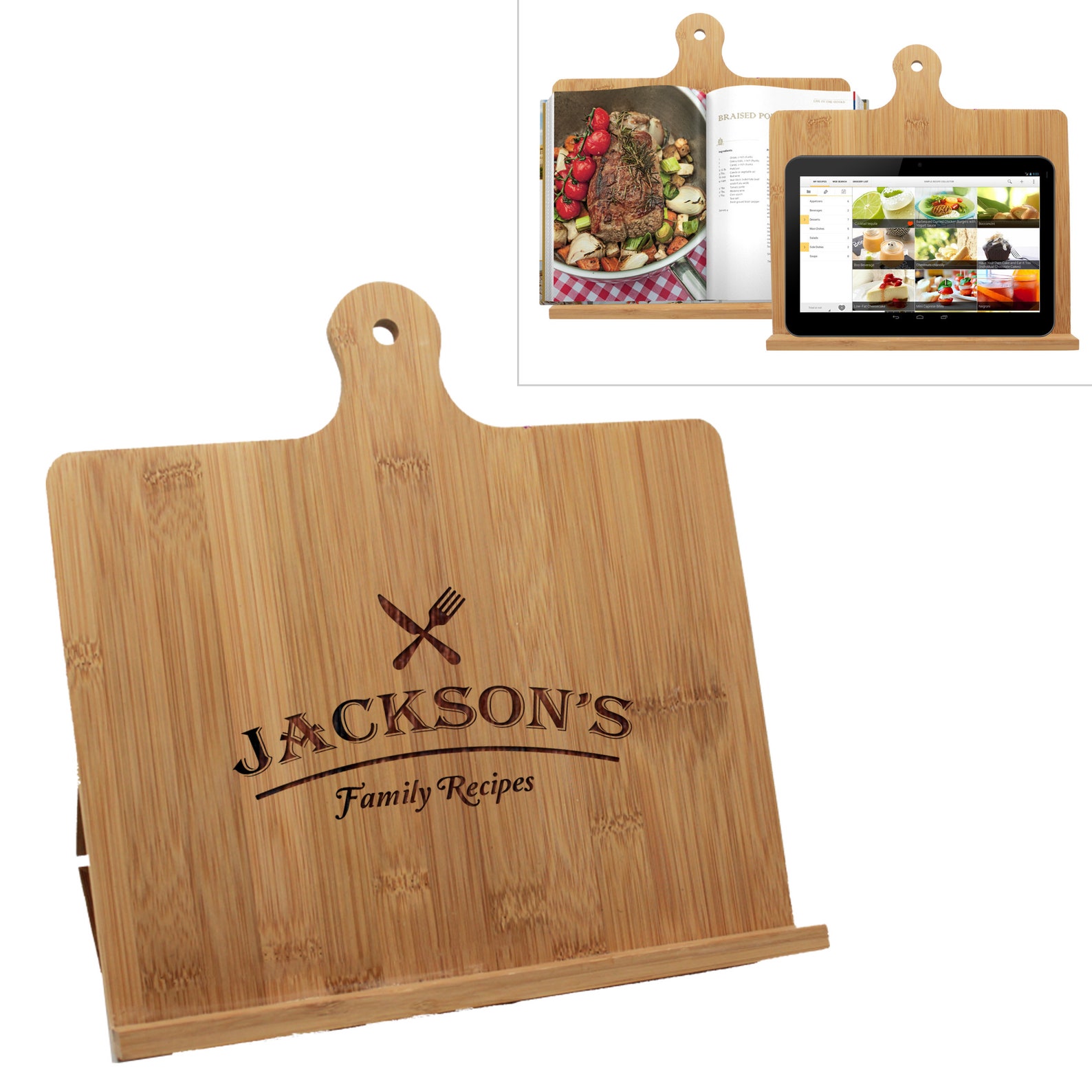 Personalized Cookbook Stand Wooden Cook Book Holder Gifts Etsy