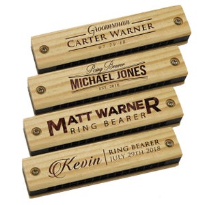 Wooden Harmonica - Engraved Harmonica - Ringbearer Gift- Toddler Gifts - Kids Gifts - Personalized Childrens Gifts - Musical Instruments