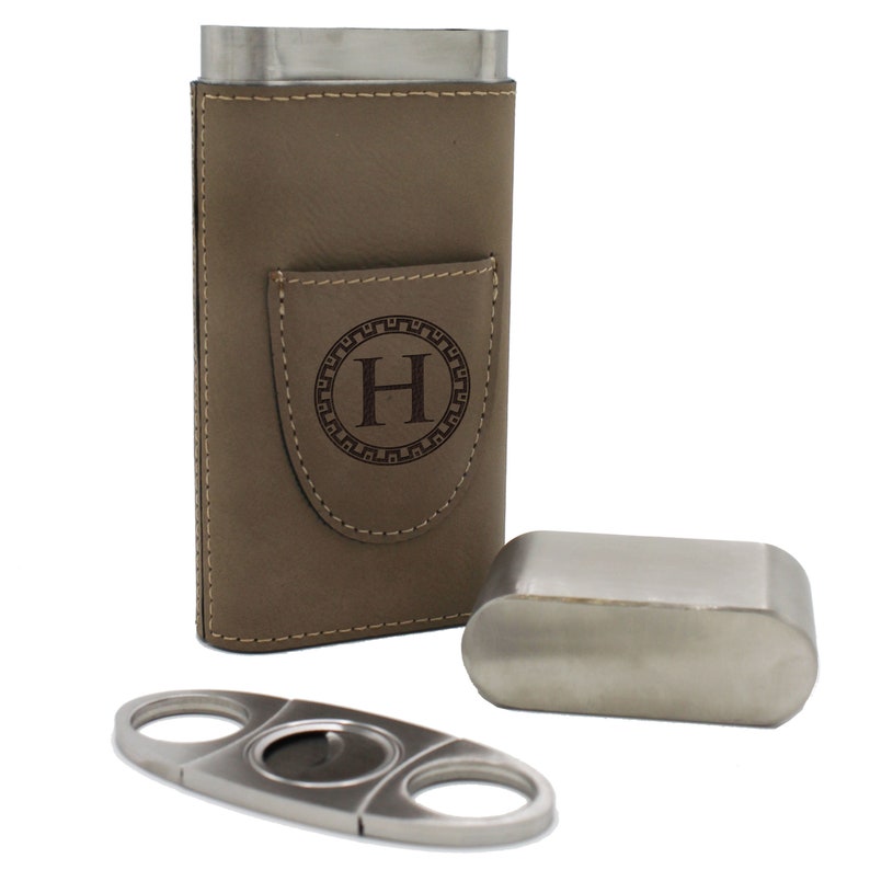 Custom Cigar Case - Engraved Cigar Case - Leather Cigar Case with Cutter - Leather Cigar Pouch - Cigar Case Personalized Cigar Holder image 8