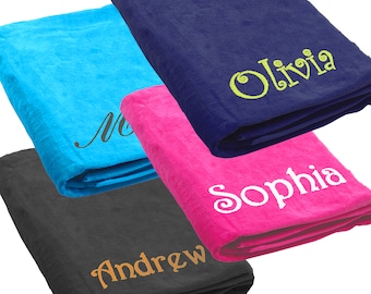 Custom Velour Monogrammed Towel - Personalized Pool Towel - Embroidered Cabana Beach Towel - Velour Beach Towel Embroidered