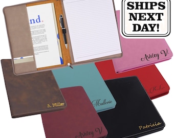 Engraved Leather Portfolio, Business Portfolio, Personalized Portfolio Personalized Journal Graduation Gifts Portfolio Case Pad Folio Zipper