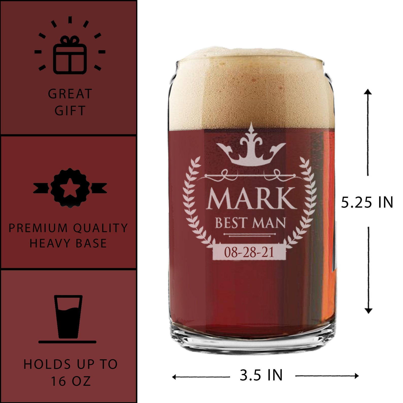 Beer Can Glass Personalized Groomsmen Gift Beer Mugs Etsy