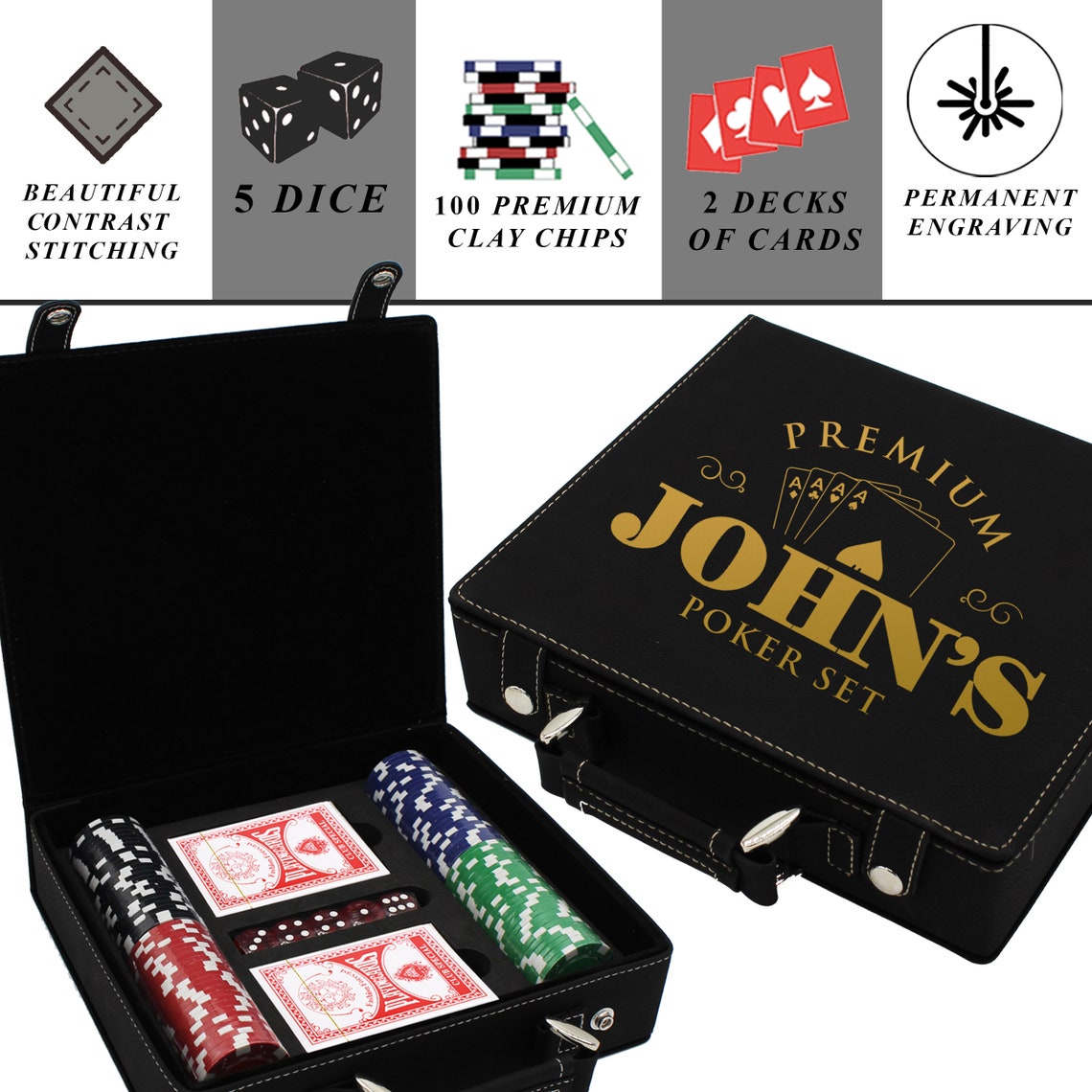 Poker Set Poker Player Gifts Personalized Poker Chip Set Etsy